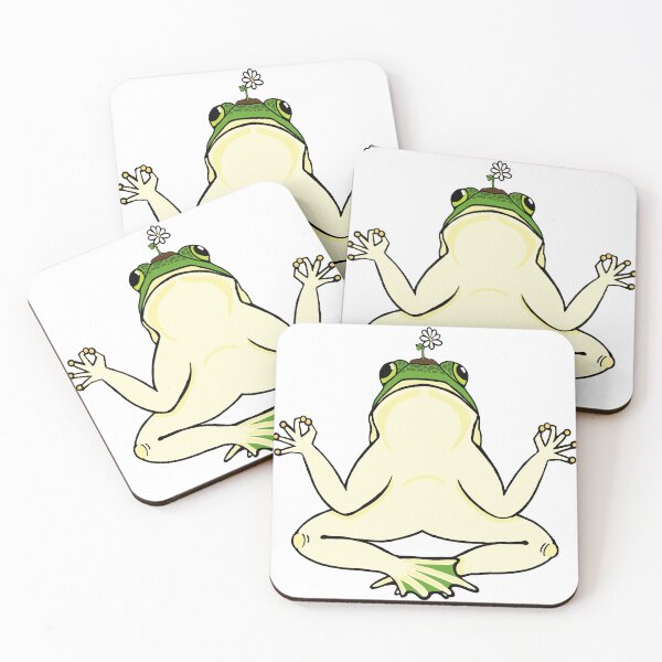 Item preview, frog meditating with a flower on its head designed and sold by Blockhead Designs.