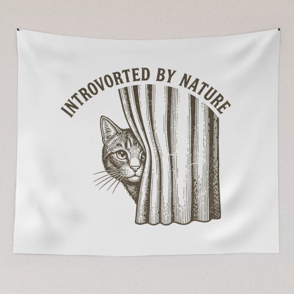 Item preview, Introverted by Nature Cat Vintage Humor designed and sold by DIRTYSKETCHH.