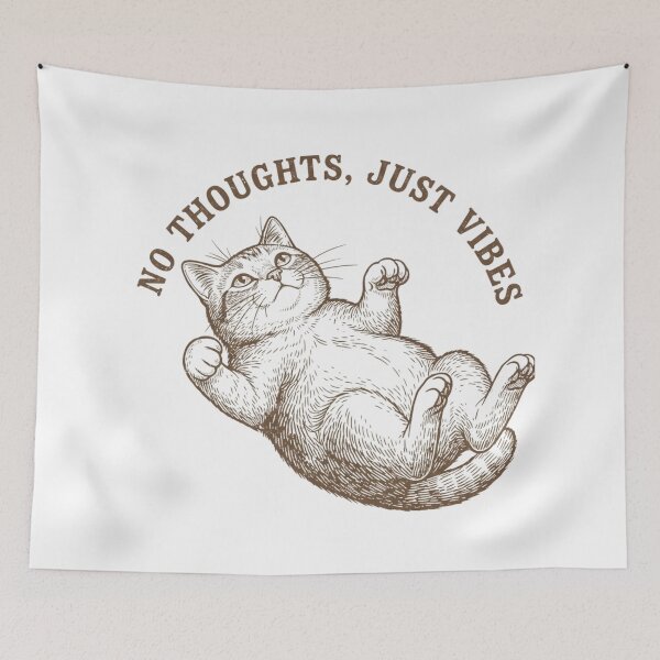 Item preview, No Thoughts Just Vibes Cat Vintage Aesthetic designed and sold by DIRTYSKETCHH.