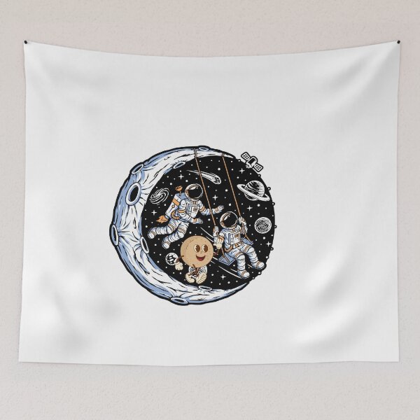 Item preview, Astronaut Swinging in Space – Whimsical Cosmic Dream Illustration designed and sold by Fouziaart08.