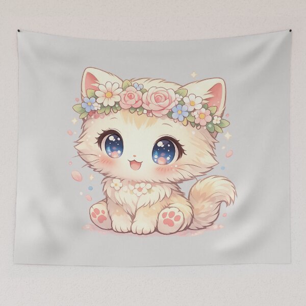 Item preview, Cute Pastel Kitty with Floral Crown designed and sold by Edge Case Studio.
