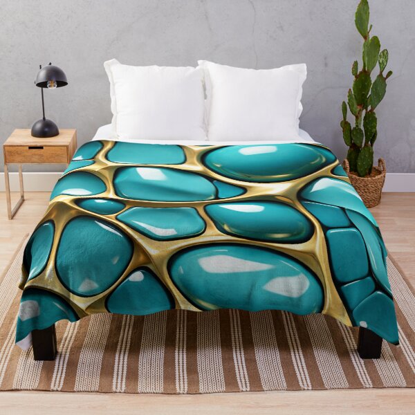 Item preview, Turquoise Gold Cellular Mosaic designed and sold by Kaleidoscope Print.