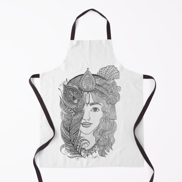 Item preview, Lord Krishna Mandala Portrait design | Hand Drawn Divine Line Art design designed and sold by Unstocks.
