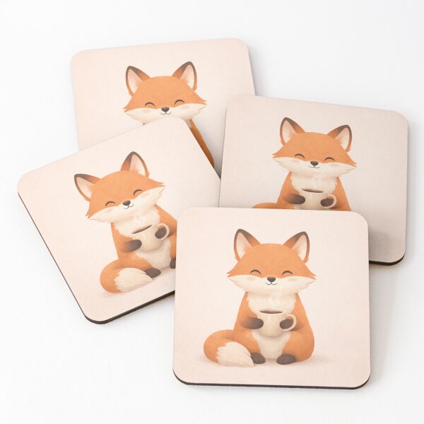 Item preview, Cute Fox Drinking Coffee – Cozy Kawaii Animal Illustration designed and sold by ApexAnimal Art.
