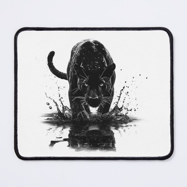 Item preview, Black Panther Splash – Fierce Wildlife Illustration in Black and White designed and sold by inkoutninja.