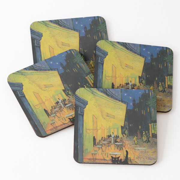 Item preview, Black cat at night coffee shop designed and sold by outdoorwayys.