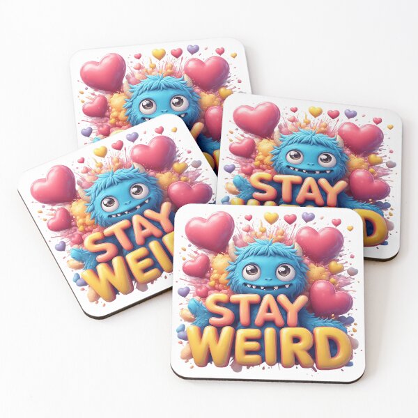 Item preview, Cute Blue Monster With Stay Weird Text designed and sold by newvisionart191.
