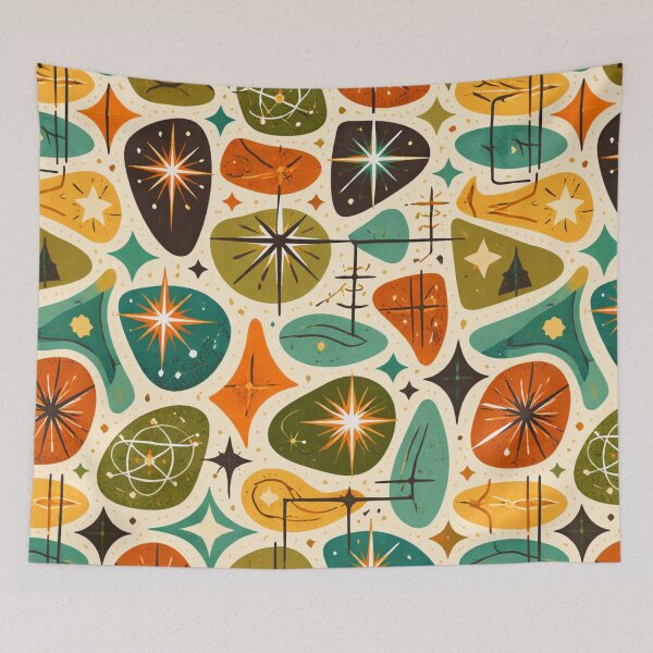Item preview, Mid-Century Retro Atomic Pattern – Colorful Geometric AI Generated Design designed and sold by Cleora Art .