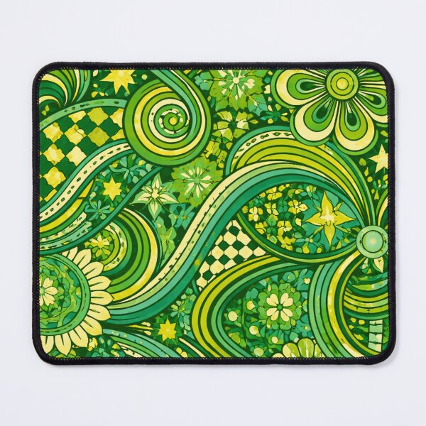 Item preview, Psychedelic Green Retro Pattern – Bold 70s Inspired AI Generated Design designed and sold by Cleora Art .