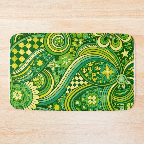 Item preview, Psychedelic Green Retro Pattern – Bold 70s Inspired AI Generated Design designed and sold by Cleora Art .