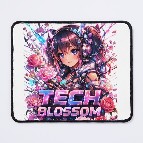 Item preview, Cyberpunk Anime Girl With Tech Blossom Text designed and sold by newvisionart191.