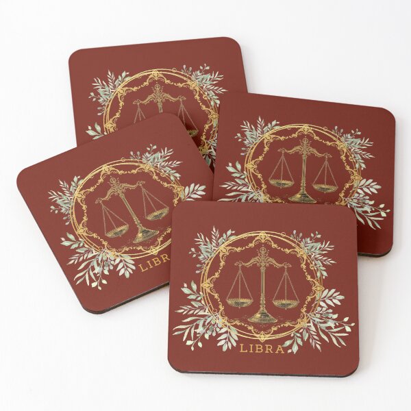 Item preview, Vintage Gold Libra Scales – Celestial Floral Zodiac Art designed and sold by TheCoolCrowd.