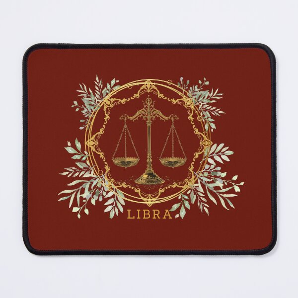 Item preview, Vintage Gold Libra Scales – Celestial Floral Zodiac Art designed and sold by TheCoolCrowd.