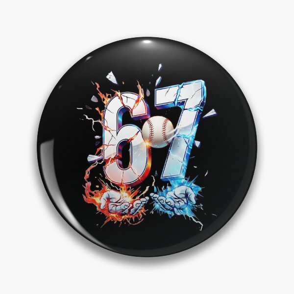 Item preview, Fiery Ice Number 67 Baseball Explosion Design designed and sold by miaa-artistshop.