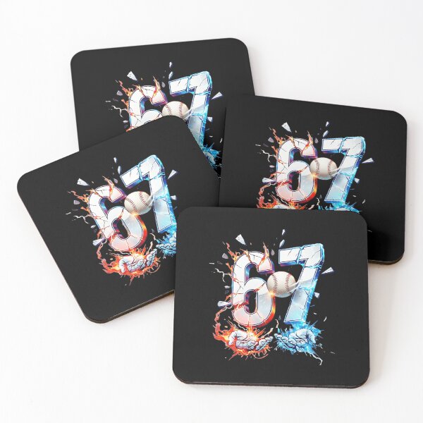 Item preview, Fiery Ice Number 67 Baseball Explosion Design designed and sold by miaa-artistshop.