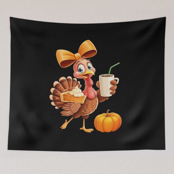 Item preview, Turkey Drinking Coffee Bow Thanksgiving Womens Turkey Day20 designed and sold by MythWoot.