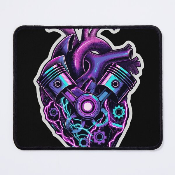 Item preview, Cybernetic Engine Heart - Retro Future Mechanic "Neon Car Enthusiast Gift" designed and sold by mAXiBoOM.