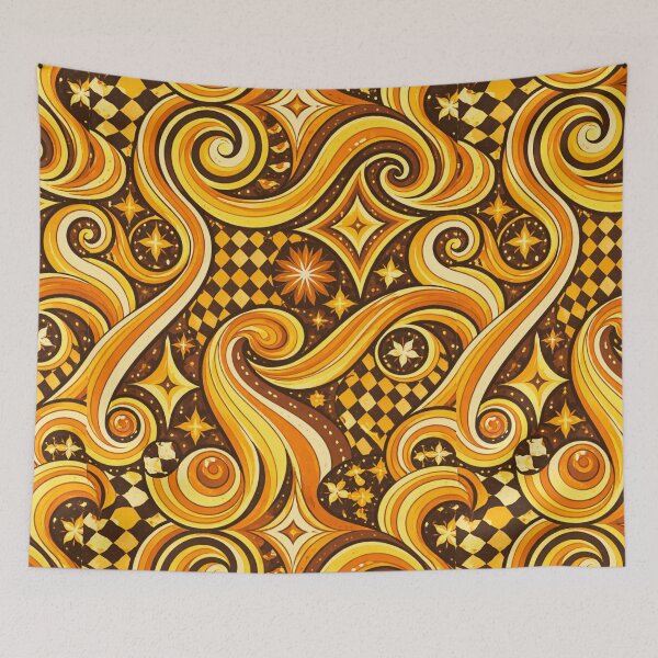 Item preview, Intense Yellow Retro Geometric Pattern – Bold Mid-Century AI Generated Design designed and sold by Cleora Art .