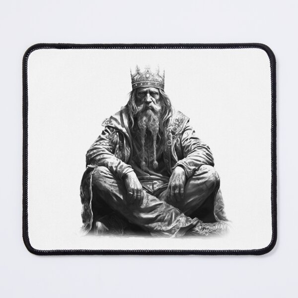 Item preview, Seated King – Gritty Medieval Royalty Illustration in Black and White designed and sold by inkoutninja.