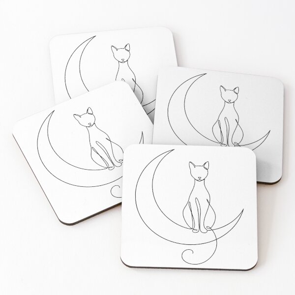 Item preview, Minimalist Cat on Crescent Moon One Line Art designed and sold by seven things shop.