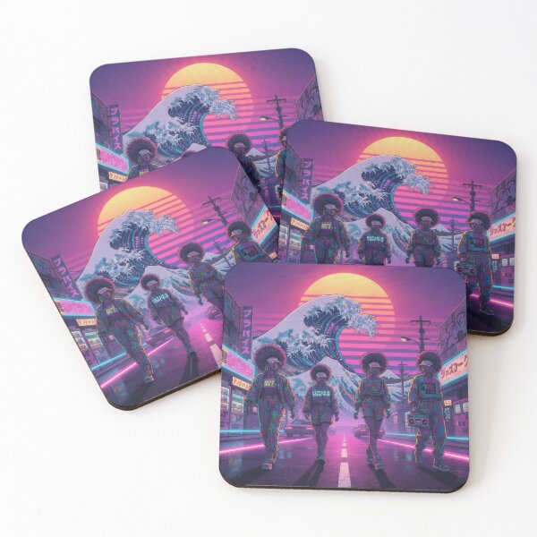 Item preview, 80s Retro Synthwave Art Poster - Futuristic Cyberpunk Japanese Street - Afrofuturism Aesthetic Design - Vaporwave Great Wave Sunset designed and sold by seven things shop.