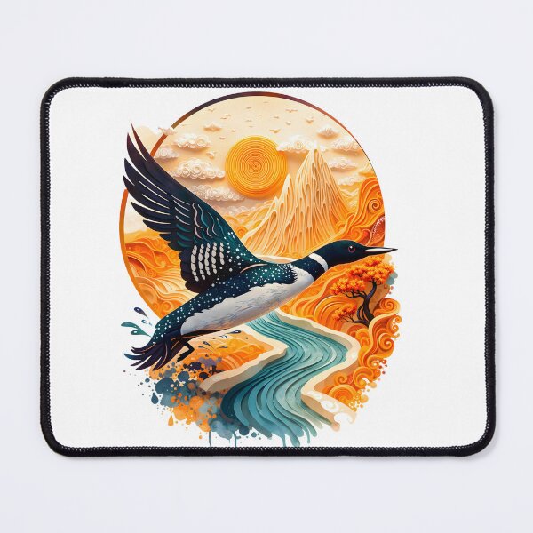 Item preview, Loon in Paper Art Landscape – Vibrant Nature Illustration designed and sold by OSAMA MO.