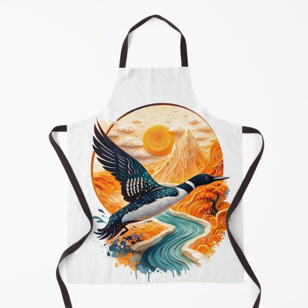 Item preview, Loon in Paper Art Landscape – Vibrant Nature Illustration designed and sold by OSAMA MO.