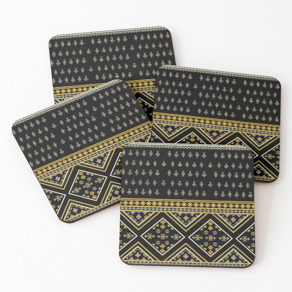 Item preview, Luxury Midnight Black and Gold Ethnic Seamless Pattern with Elegant Geometric Borders designed and sold by podprapa.