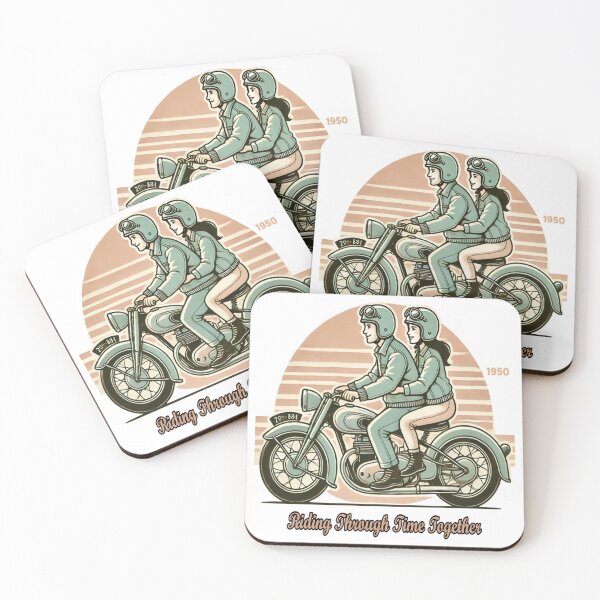 Item preview, Vintage 1950s Couple Motorcycle Art – Riding Through Time Together Retro Love Illustration designed and sold by Rajasekar.