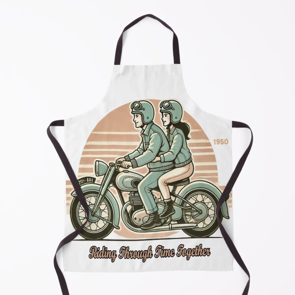 Item preview, Vintage 1950s Couple Motorcycle Art – Riding Through Time Together Retro Love Illustration designed and sold by Rajasekar.