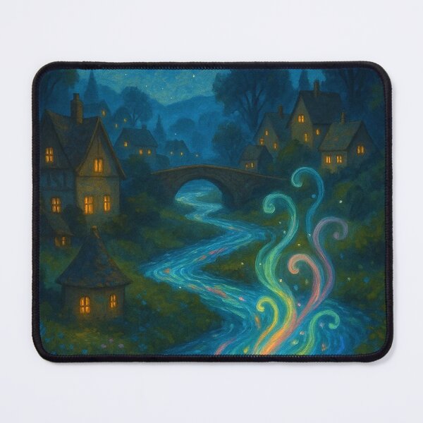 Item preview, Fairy Tale Village by the River – Whimsical Children’s Illustration designed and sold by Arte Cartoon From TagTeam Group.