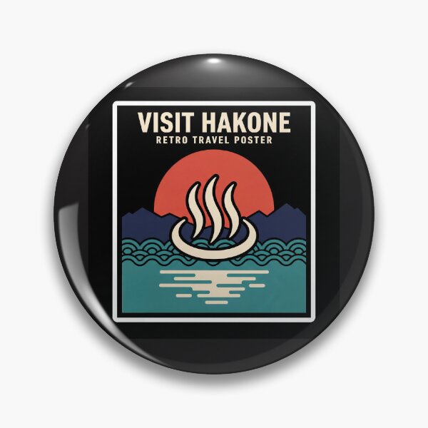 Item preview, Visit Hakone Japan – Onsen Steam Symbol, Mountains & Rising Sun designed and sold by RetroJapanCo.