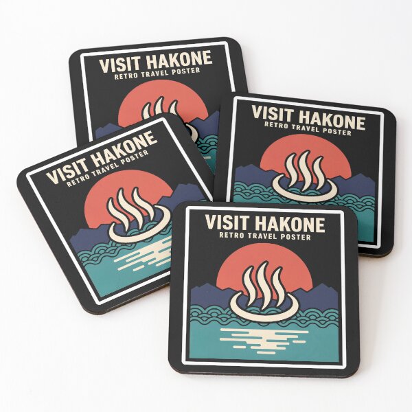 Item preview, Visit Hakone Japan – Onsen Steam Symbol, Mountains & Rising Sun designed and sold by RetroJapanCo.