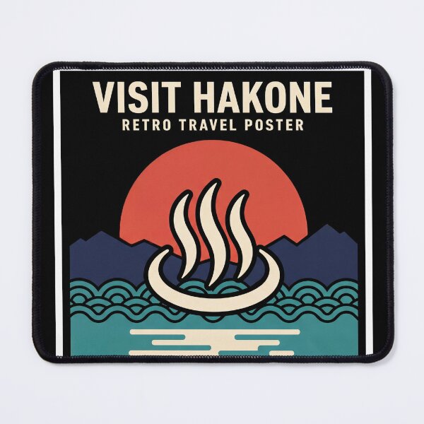 Item preview, Visit Hakone Japan – Onsen Steam Symbol, Mountains & Rising Sun designed and sold by RetroJapanCo.