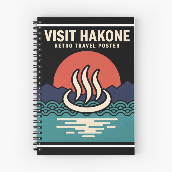 Item preview, Visit Hakone Japan – Onsen Steam Symbol, Mountains & Rising Sun designed and sold by RetroJapanCo.