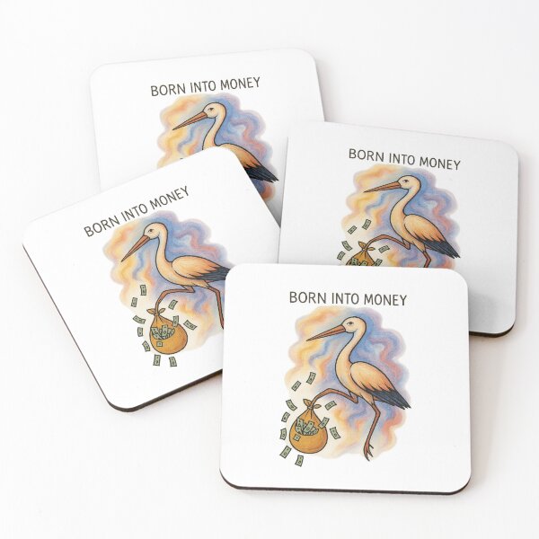 Item preview, Born Into Money - Stork Carrying Money Bag designed and sold by ARTGENERATESART.