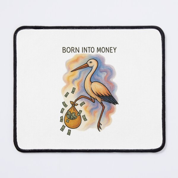 Item preview, Born Into Money - Stork Carrying Money Bag designed and sold by ARTGENERATESART.