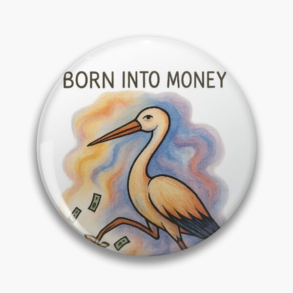 Item preview, Born Into Money - Stork Carrying Money Bag designed and sold by ARTGENERATESART.