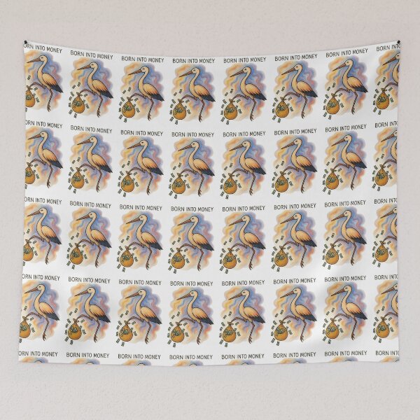 Item preview, Born Into Money - Stork Carrying Money Bag designed and sold by ARTGENERATESART.