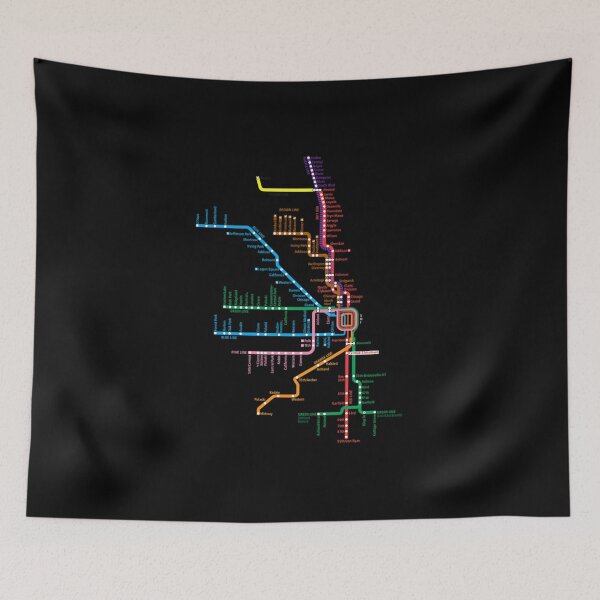 Item preview, Chicago Trains Map designed and sold by Elikscer.