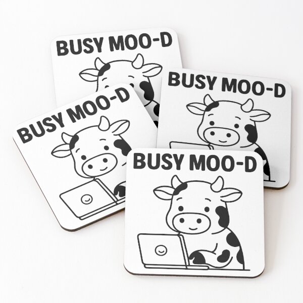 Item preview, BUSY MOO-D – Funny Cow Working on Laptop designed and sold by myforestfog.