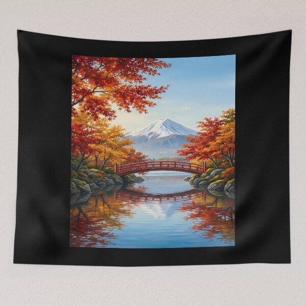Item preview, Autumn Landscape with Bridge and Mountain designed and sold by 7She.