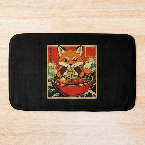 Item preview, RAMEN Fox Eating Noodles Vintage Illustration designed and sold by JEFDodsonArt.