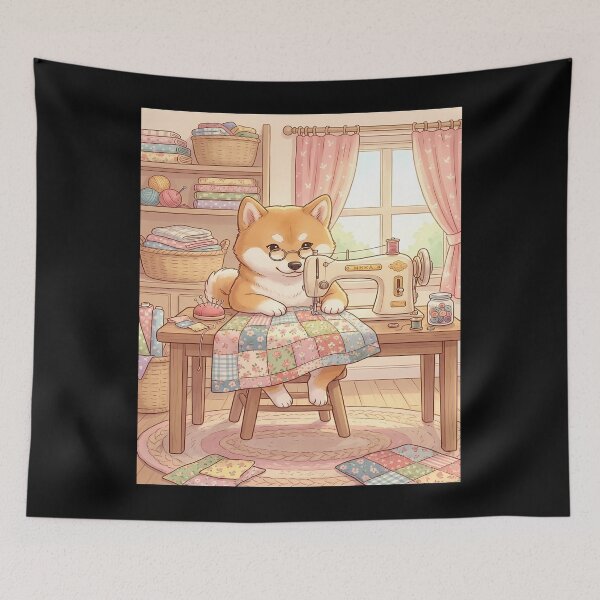 Item preview, Shiba Inu Sewing Quilt designed and sold by 7She.
