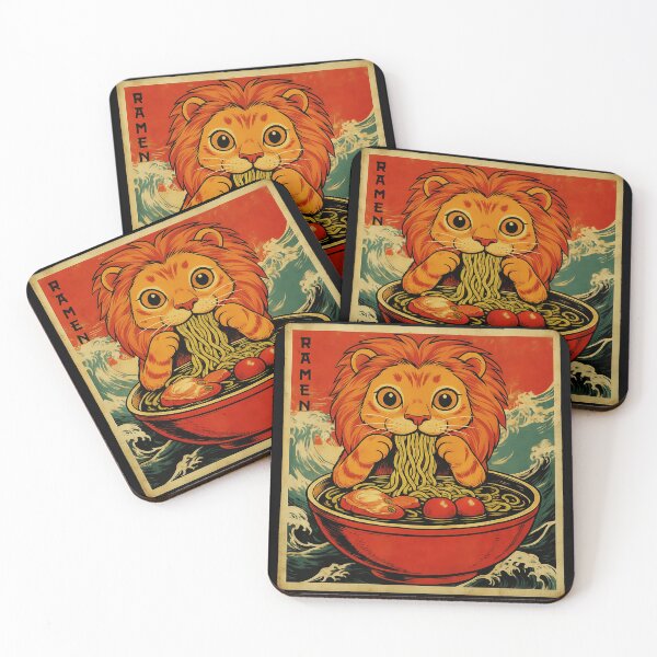 Item preview, RAMEN Lion Cub Eating Noodles Illustration designed and sold by JEFDodsonArt.