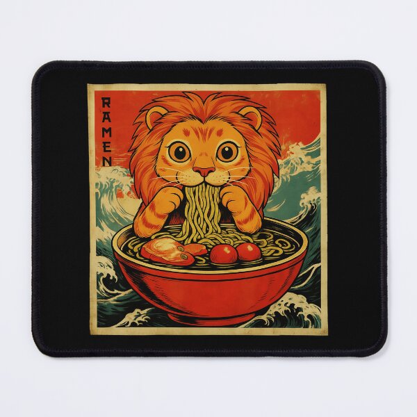 Item preview, RAMEN Lion Cub Eating Noodles Illustration designed and sold by JEFDodsonArt.