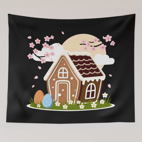 Item preview, Spring Easter Gingerbread House with Cherry Blossoms designed and sold by SplashTastic.