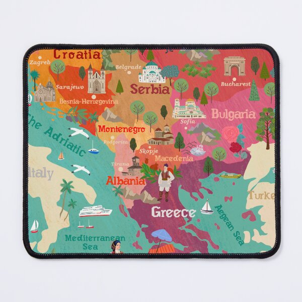 Item preview, The Balkans - an illustrated map designed and sold by taika tori.