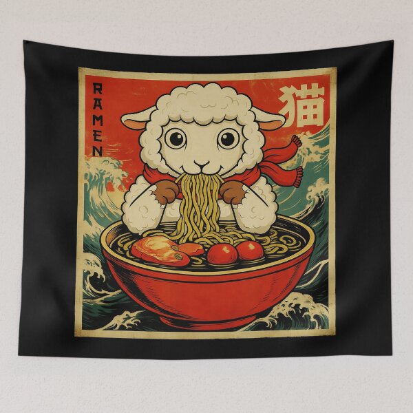 Item preview, Cute Animal Eating Noodles Vintage Illustration designed and sold by JEFDodsonArt.
