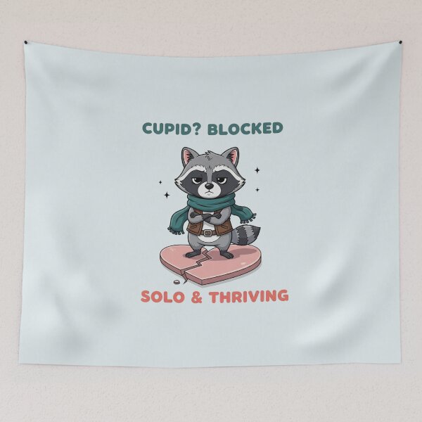 Item preview, Cupid Blocked — Solo & Thriving Raccoon Anti Love Meme designed and sold by Moon's Arts.
